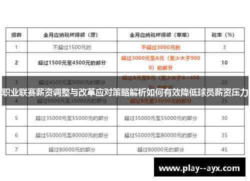 职业联赛薪资调整与改革应对策略解析如何有效降低球员薪资压力
